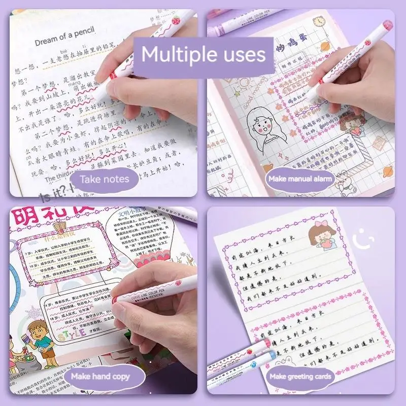 6Pcs/Set Flower Shape Outline Pens Highlighter Marker Curve Roller Tip Pencil Cute Stationery Kawaii Graffiti School Acsesories thumbnail 6