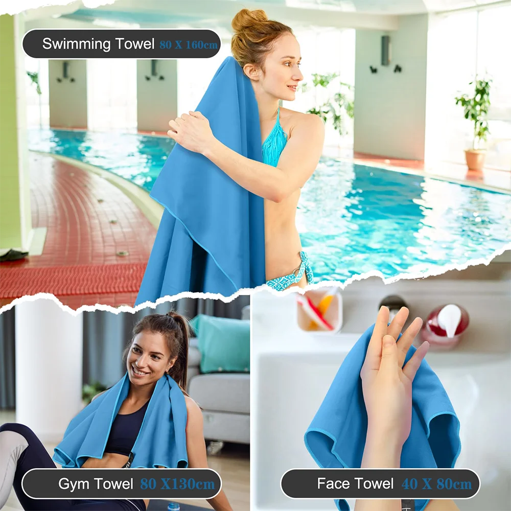 Microfiber Quick Dry Gym Towel Silver ION OdorFree Absorbent Fiber Fast Drying Workout Gear for Body Sweat Working Out thumbnail 6