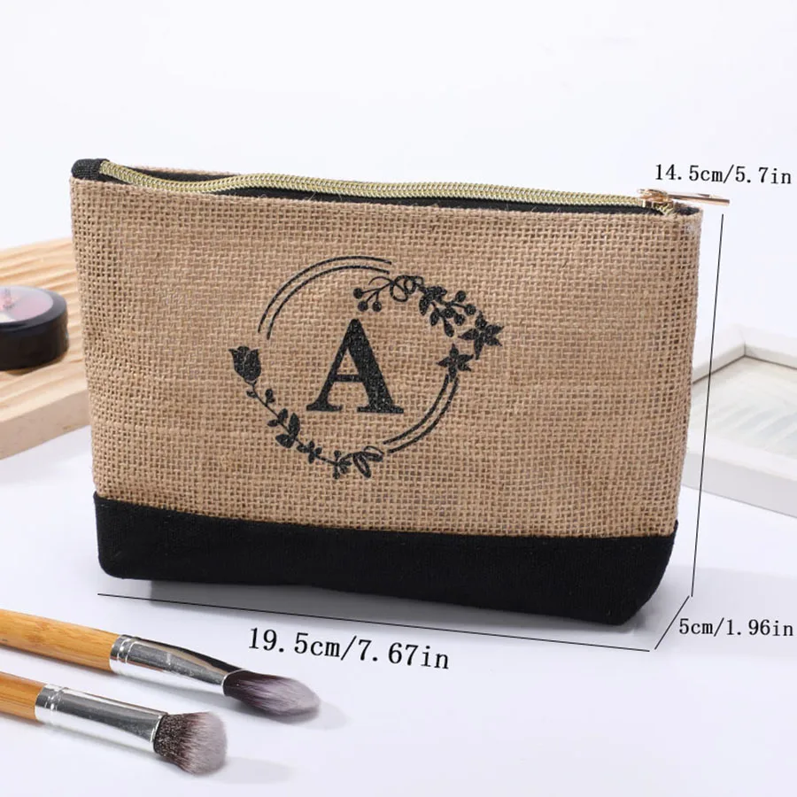 Fashion Simple Linen Men's Handbag Large Capacity Student Pencil Case Key Pouch with Letter Print Change Storage Bag thumbnail 4