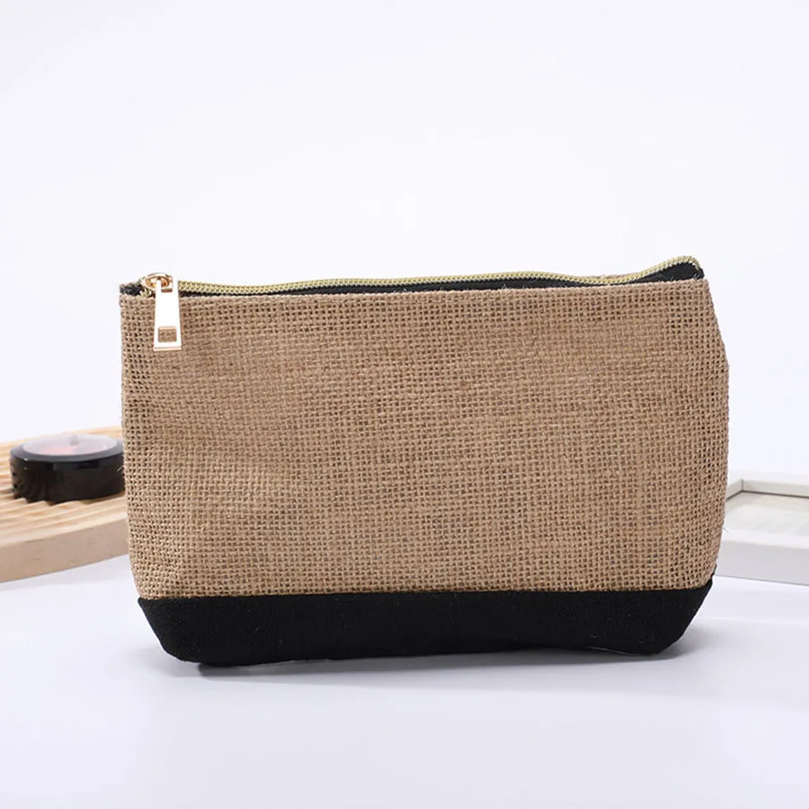 Fashion Simple Linen Men's Handbag Large Capacity Student Pencil Case Key Pouch with Letter Print Change Storage Bag thumbnail 6