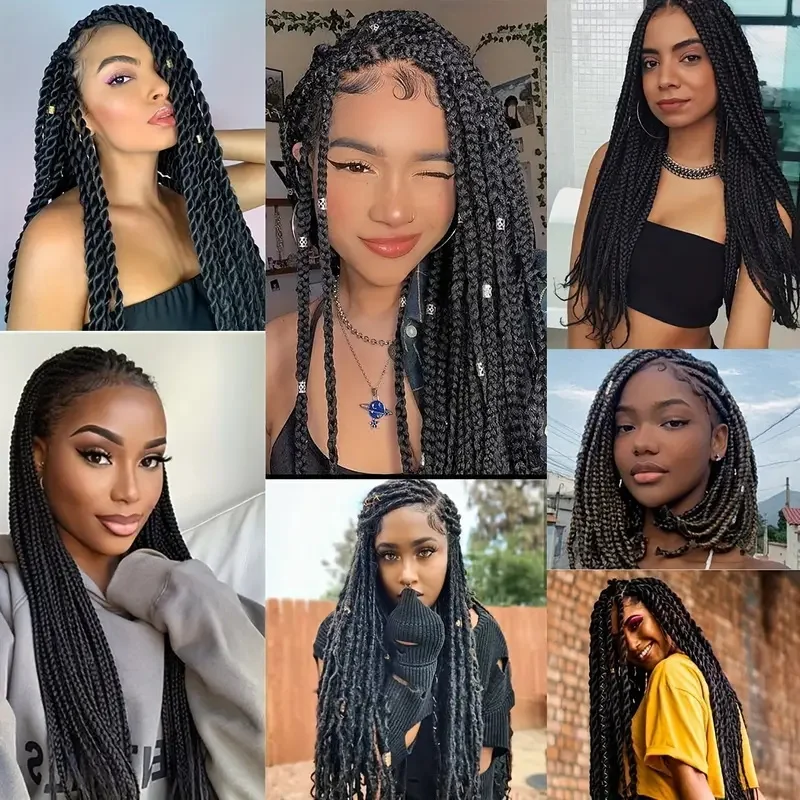2/3/5/8/12Rolls Black Brazilian Wool Hair Acrylic Yarn For African Synthetic Crochet Hair Jumbo Braids Twist Wraps70G/Roll thumbnail 6