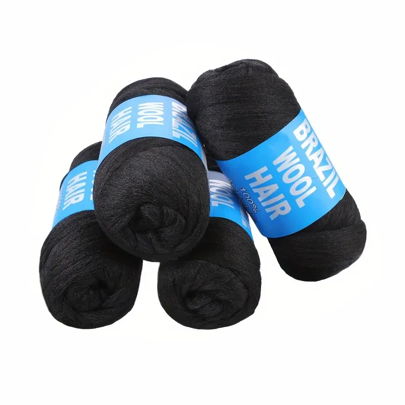 2/3/5/8/12Rolls Black Brazilian Wool Hair Acrylic Yarn For African Synthetic Crochet Hair Jumbo Braids Twist Wraps70G/Roll thumbnail 4