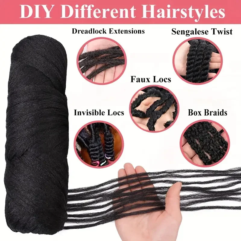 2/3/5/8/12Rolls Black Brazilian Wool Hair Acrylic Yarn For African Synthetic Crochet Hair Jumbo Braids Twist Wraps70G/Roll thumbnail 2