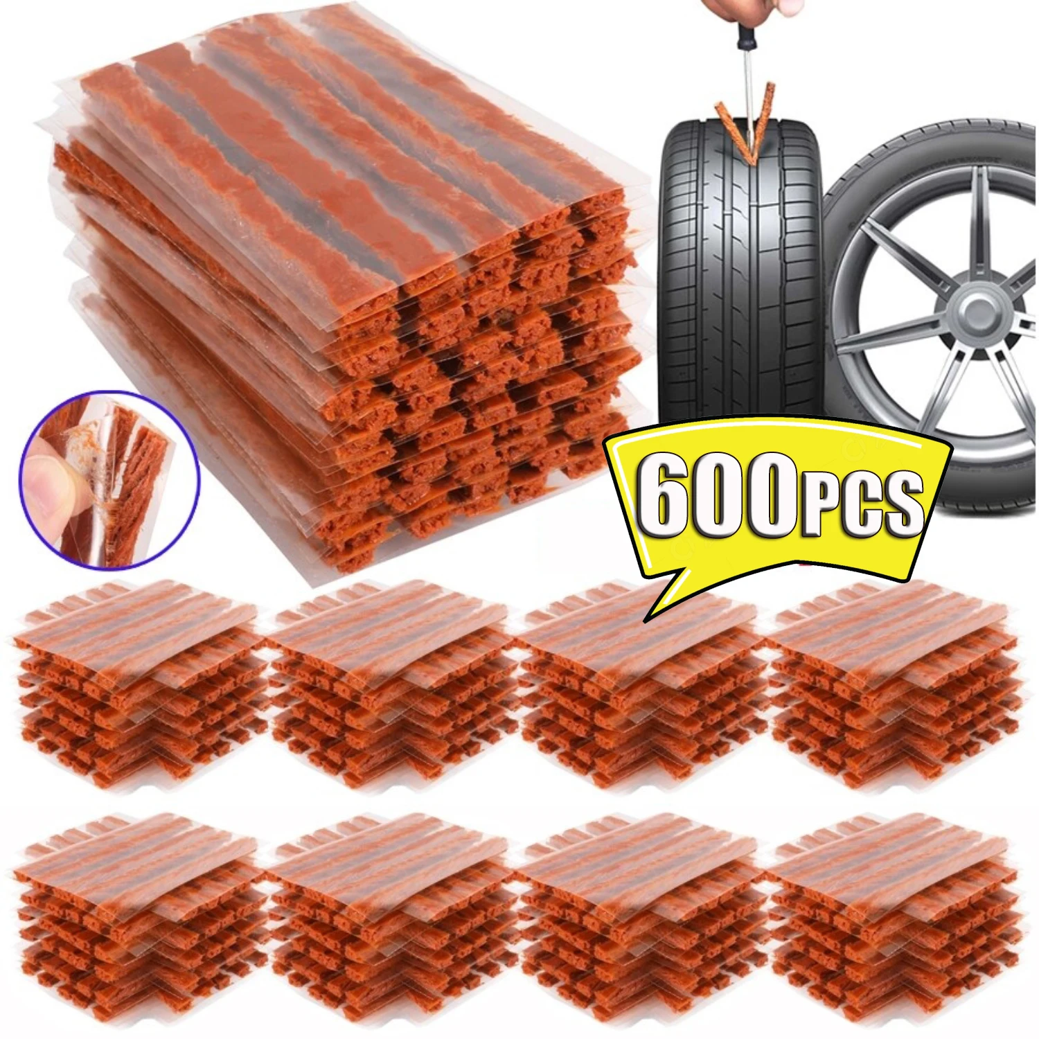 10-600PCS Tire Repair Strips Kit For Car Moto Bike Tubeless Tyre Puncture Plug Seal Rubber Strips Repairing Tool Accessories