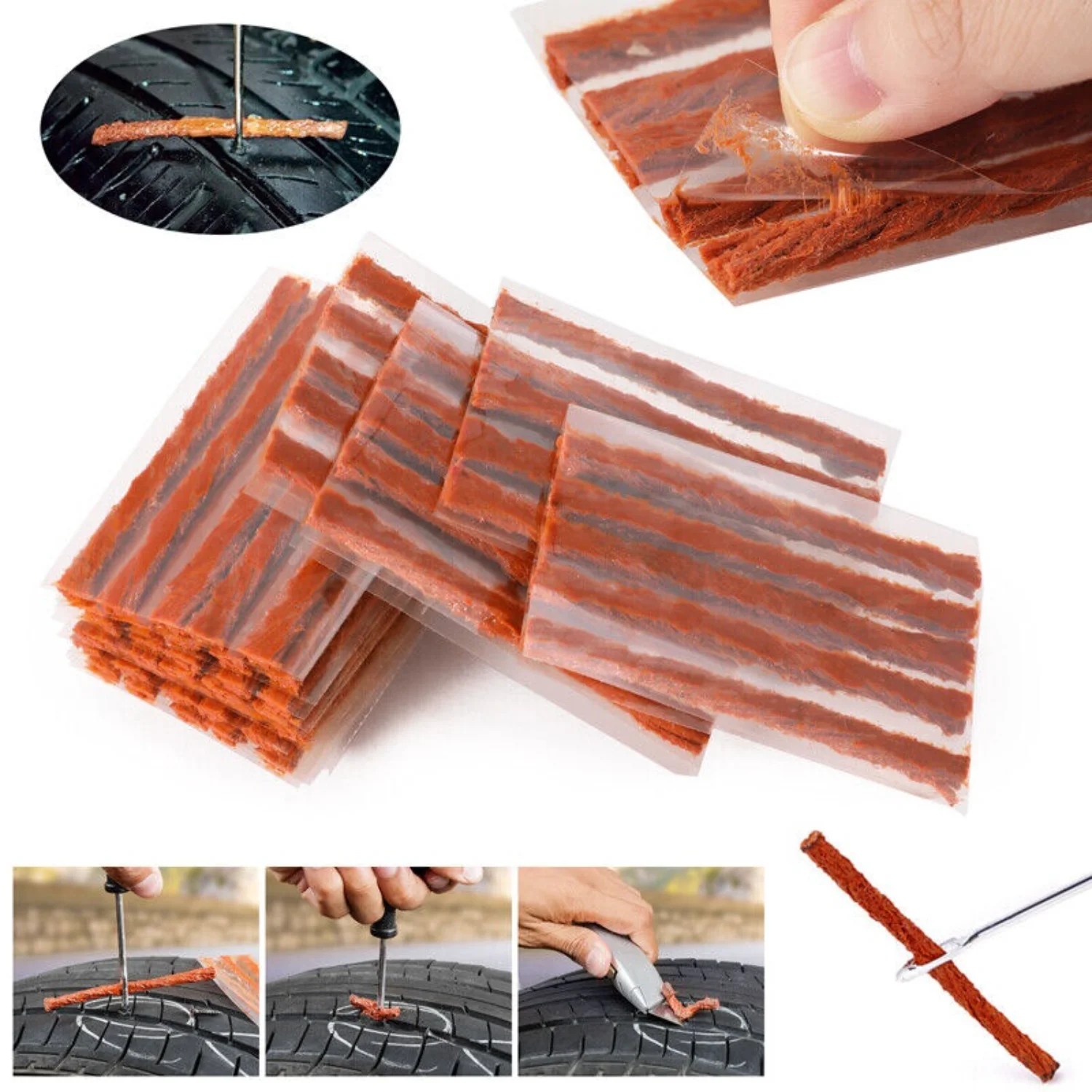 10-600PCS Tire Repair Strips Kit For Car Moto Bike Tubeless Tyre Puncture Plug Seal Rubber Strips Repairing Tool Accessories thumbnail 2