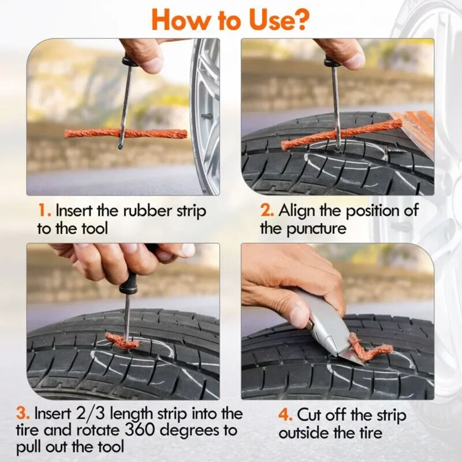 10-600PCS Tire Repair Strips Kit For Car Moto Bike Tubeless Tyre Puncture Plug Seal Rubber Strips Repairing Tool Accessories thumbnail 6