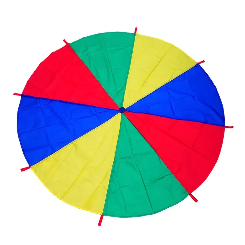 2M Diameter Children's Outdoor Team Game Prop Rainbow Parachute Toy Jumping Bag Bouncing Floor Mat School Multiplayer Game thumbnail 6
