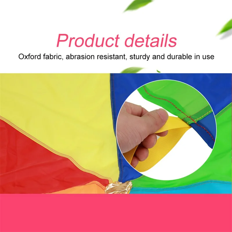 2M Diameter Children's Outdoor Team Game Prop Rainbow Parachute Toy Jumping Bag Bouncing Floor Mat School Multiplayer Game thumbnail 5