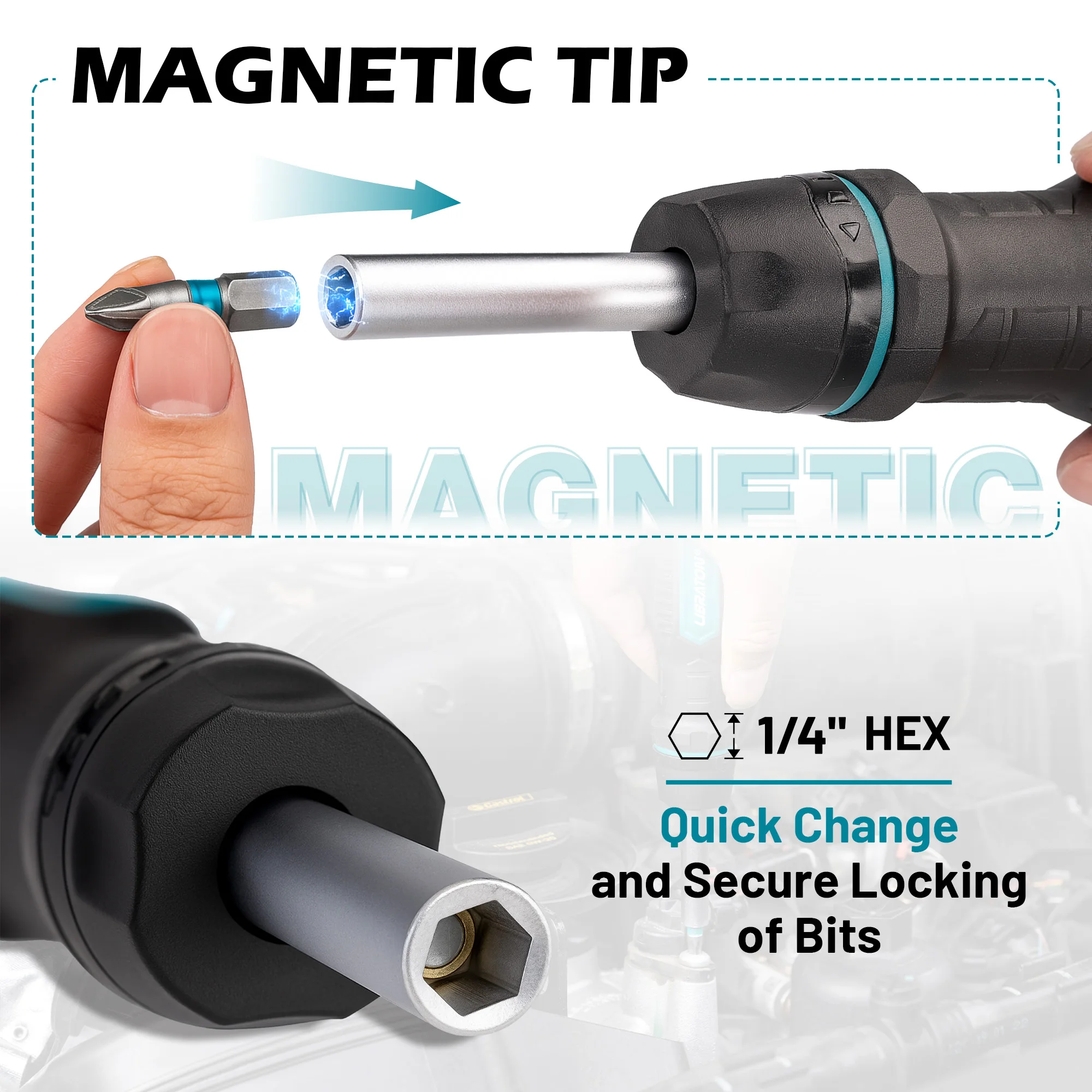LIBRATON 33-in-1 Ratchet Screwdriver 1/4" Magnetic Screw Hand Tool Attachments Multi-bit Ratcheting Screwdriver Set for Auto DIY thumbnail 4