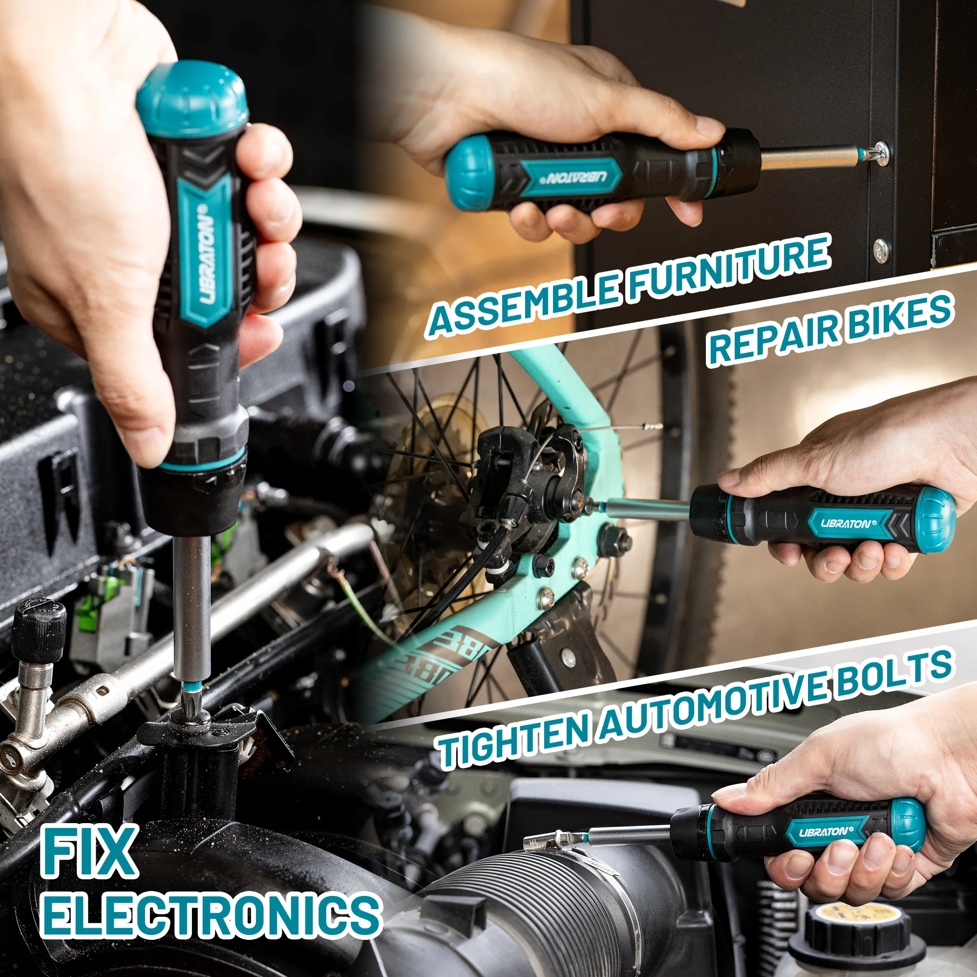 LIBRATON 33-in-1 Ratchet Screwdriver 1/4" Magnetic Screw Hand Tool Attachments Multi-bit Ratcheting Screwdriver Set for Auto DIY thumbnail 6