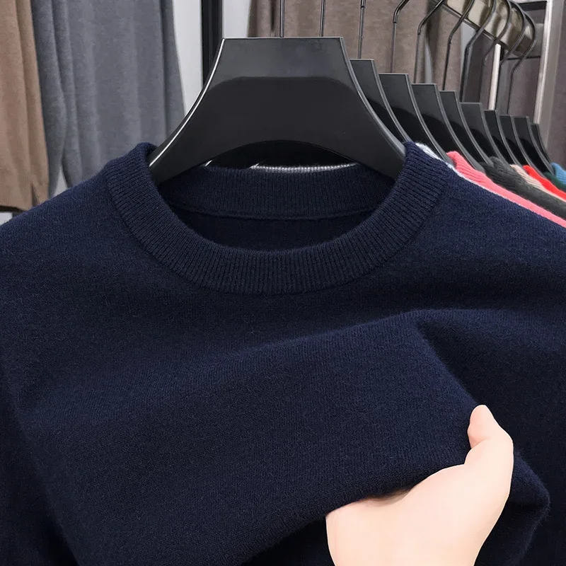 2025 New Men's Casual Sweater Round Neck Long Sleeve Knitted Sweater Diamond Pattern Fashion Versatile Top thumbnail 3
