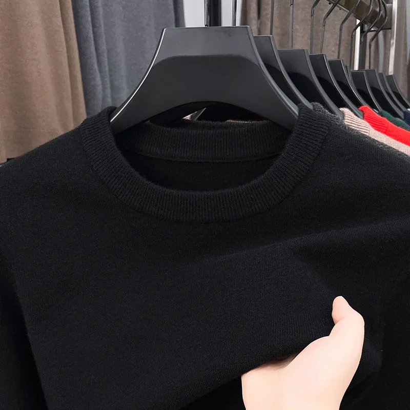 2025 New Men's Casual Sweater Round Neck Long Sleeve Knitted Sweater Diamond Pattern Fashion Versatile Top thumbnail 4