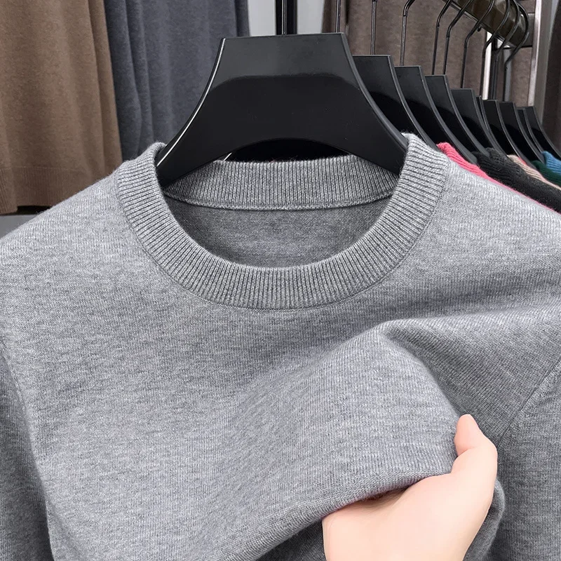 2025 New Men's Casual Sweater Round Neck Long Sleeve Knitted Sweater Diamond Pattern Fashion Versatile Top thumbnail 2