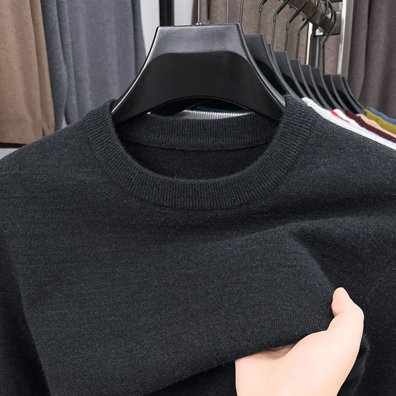 2025 New Men's Casual Sweater Round Neck Long Sleeve Knitted Sweater Diamond Pattern Fashion Versatile Top thumbnail 6