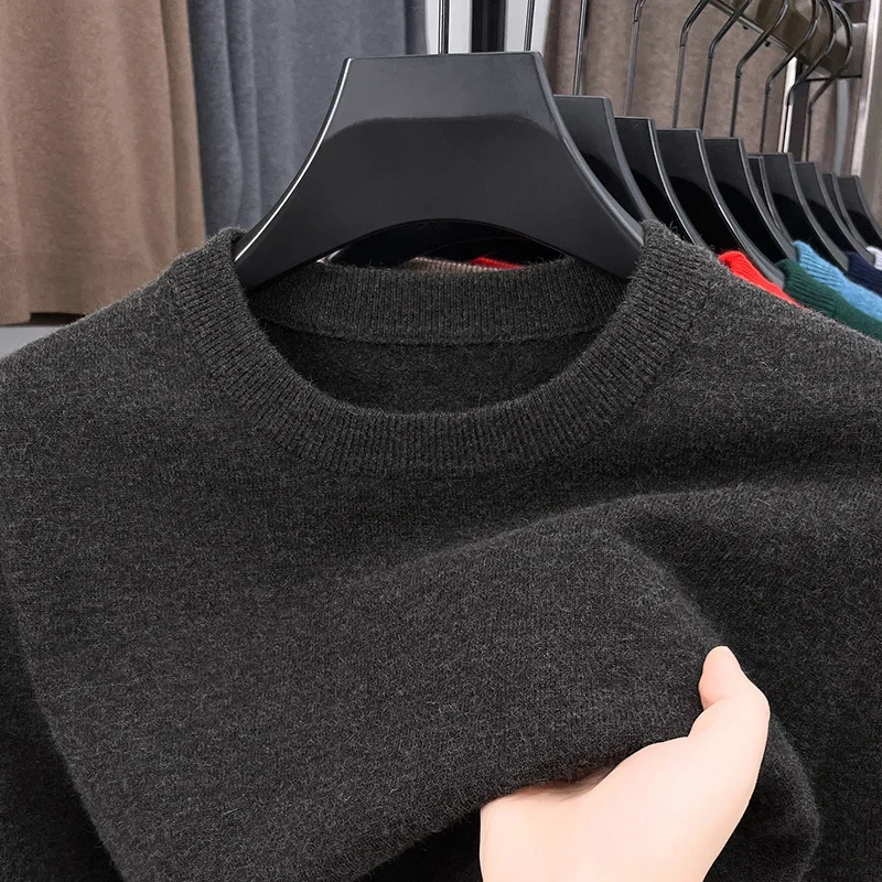 2025 New Men's Casual Sweater Round Neck Long Sleeve Knitted Sweater Diamond Pattern Fashion Versatile Top thumbnail 5