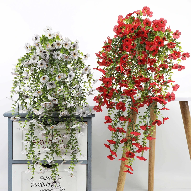 Artificial Hanging Flowers Morning Glory UV Resistant Yard Hanging Fake Plant Garden Wedding Party Decor Garden Balcony Supplies thumbnail 2