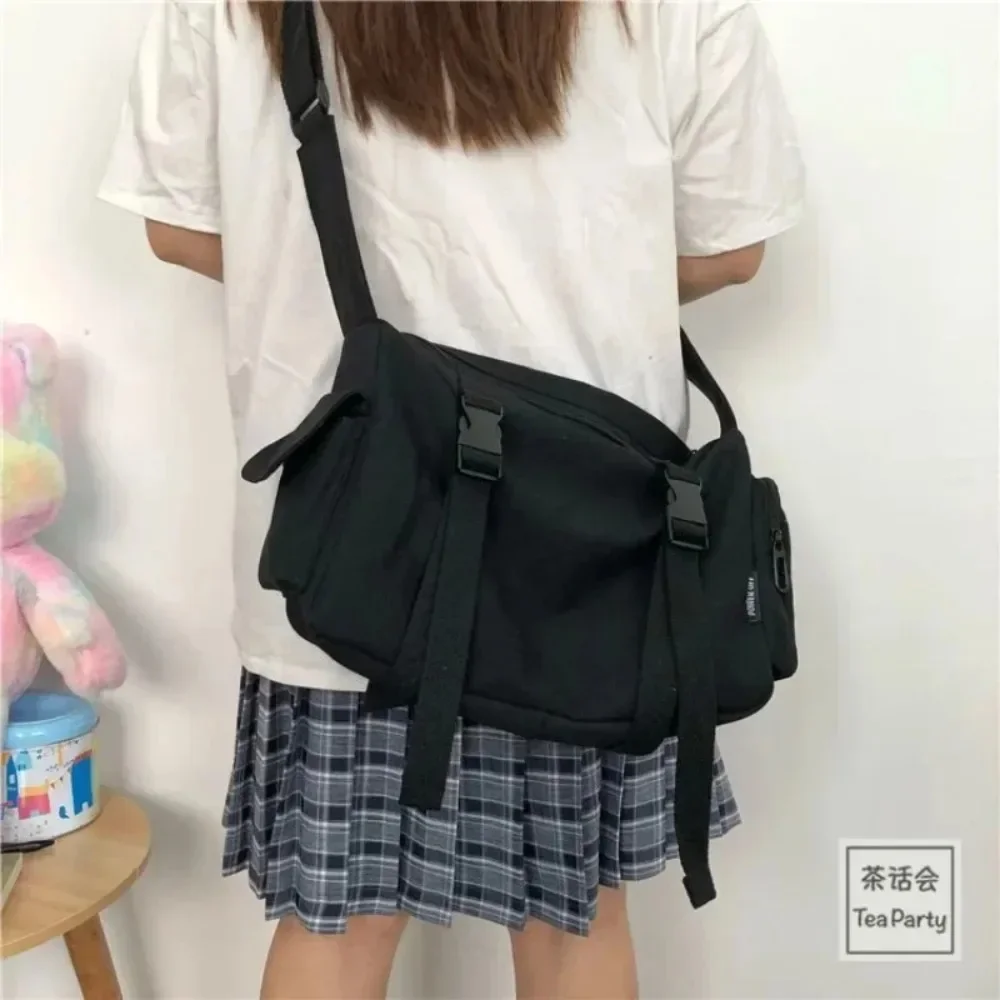 Canvas Crossbody Bags for Women Youth Men Fashion Casual Large Capacity Handbags Shoulder Bags Solid Color Ladies Messenger Bag thumbnail 4
