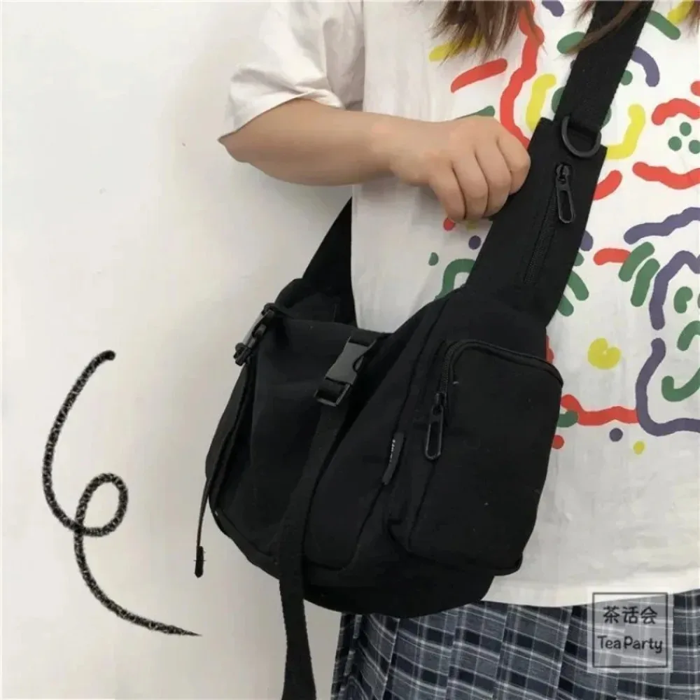 Canvas Crossbody Bags for Women Youth Men Fashion Casual Large Capacity Handbags Shoulder Bags Solid Color Ladies Messenger Bag thumbnail 2