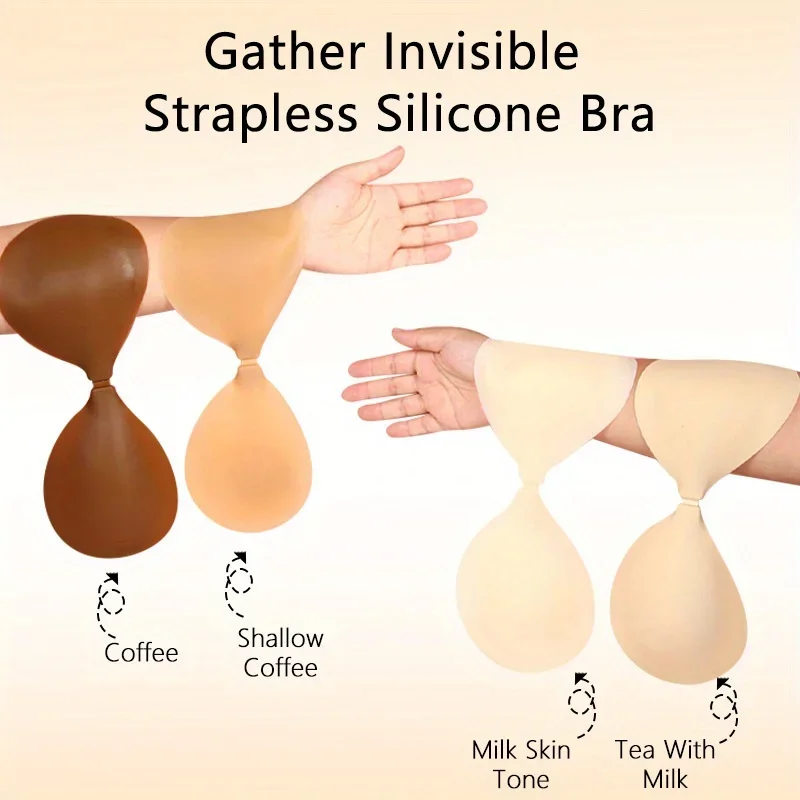 Reusable Silicone Nipple Covers Women Self Adhesive Bra Strapless Push-Up Bralette Invisible Breast Petals Lingerie thumbnail 4