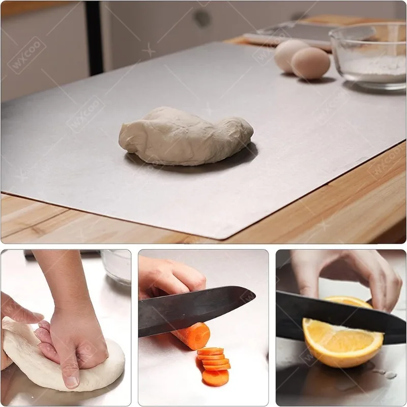 304 Stainless Steel Cutting Board Food Grade Chopping Boards Heavy Duty Kitchen Boards Anti-Slip Mat for Meat Vegetables Bread thumbnail 4