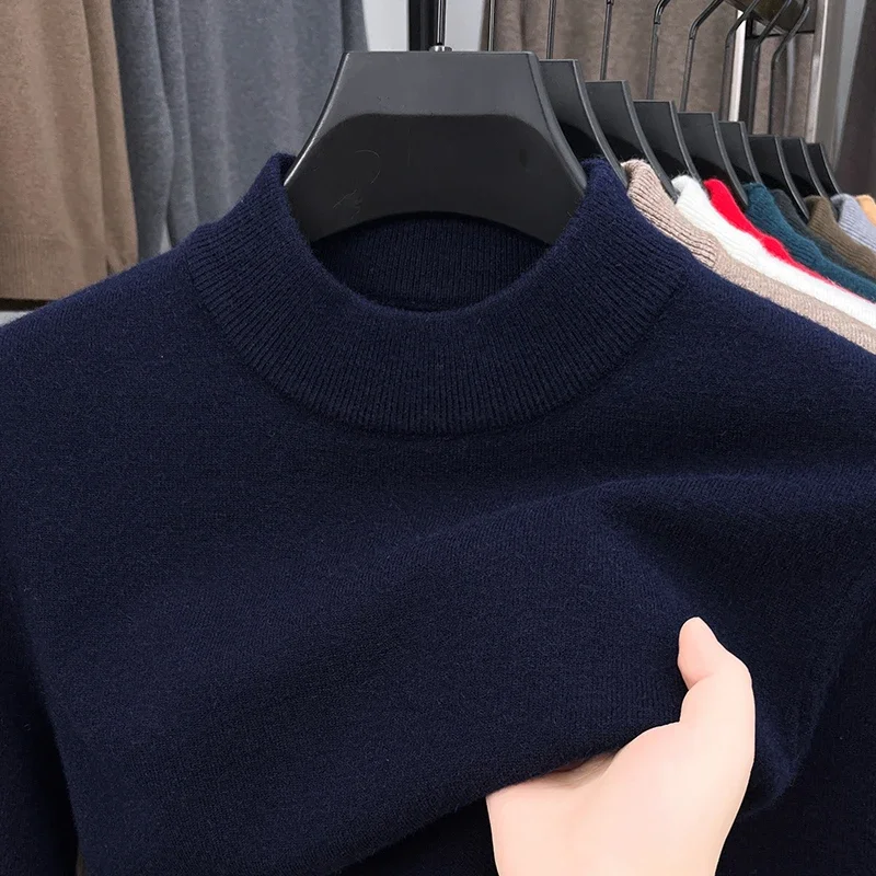Half Turtleneck Knitwear Sweater New Autumn/Winter Mock Neck Sweatshirts Solid Color Pullovers Man Brand Casual Mens Clothing thumbnail 6