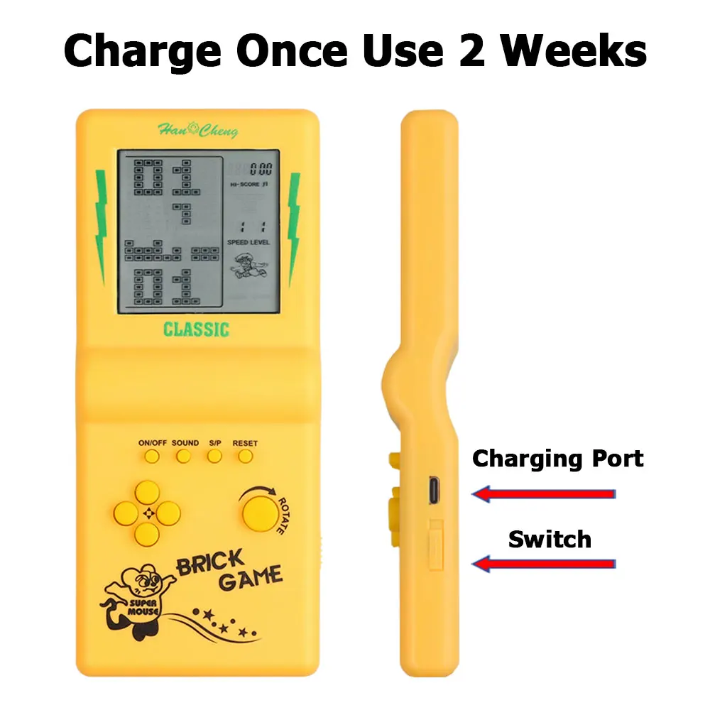 Rechargeable Portable Pocket Game Console Type-C Charge Retro Handheld Game Player with Switch for Tetris Machine Puzzle Toys thumbnail 2