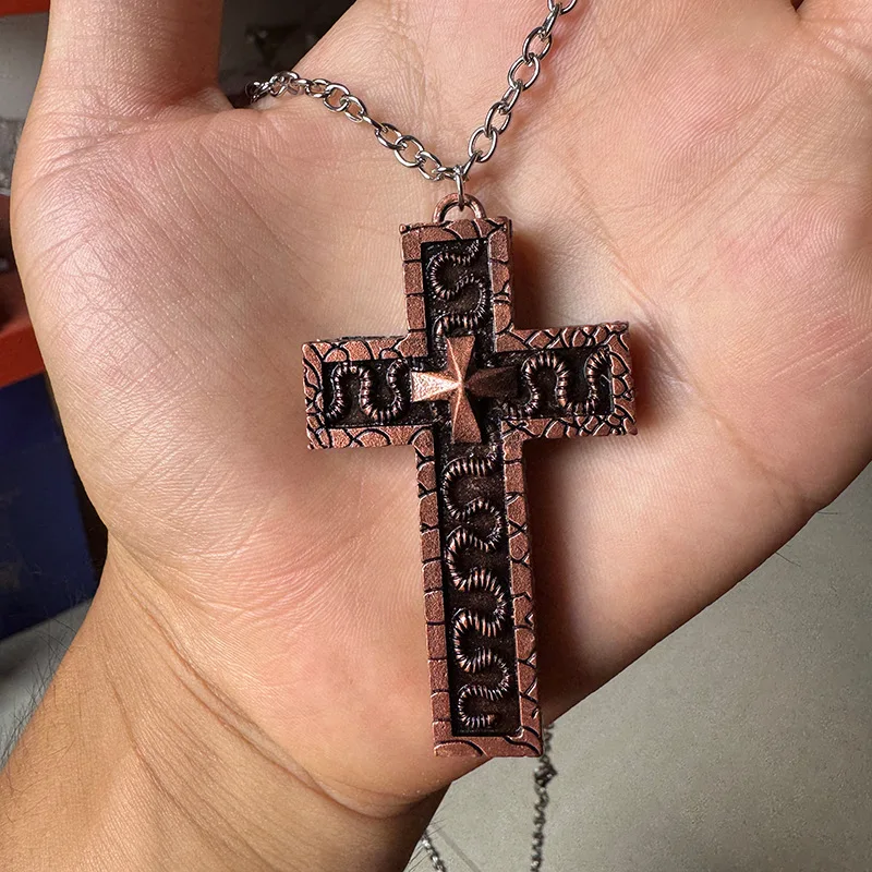 Personalized Cross-Shaped Necklaces with Secret Compartment Street Boys' Favor Squid Thanos Game Cross Pendant Necklace thumbnail 5