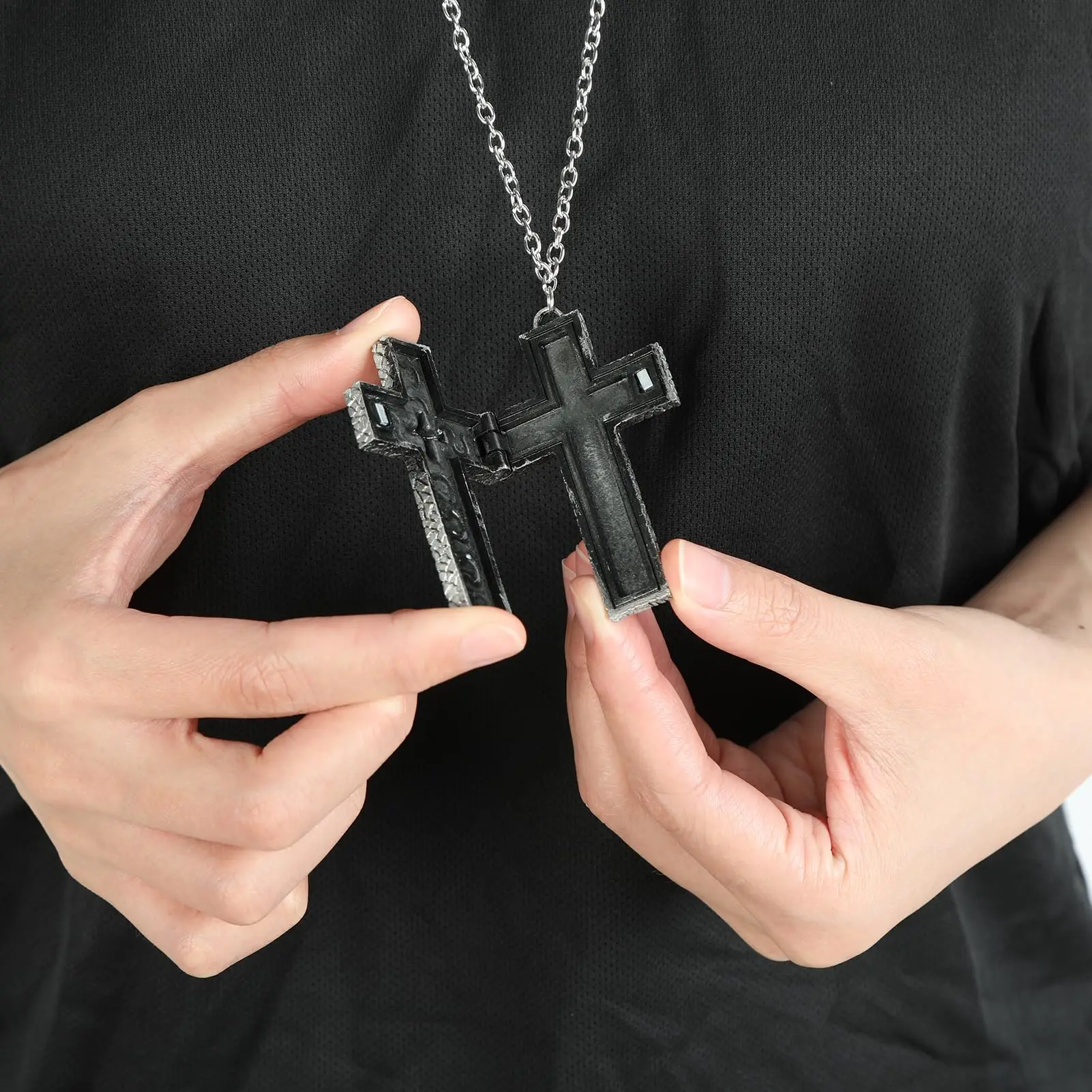 Personalized Cross-Shaped Necklaces with Secret Compartment Street Boys' Favor Squid Thanos Game Cross Pendant Necklace thumbnail 2