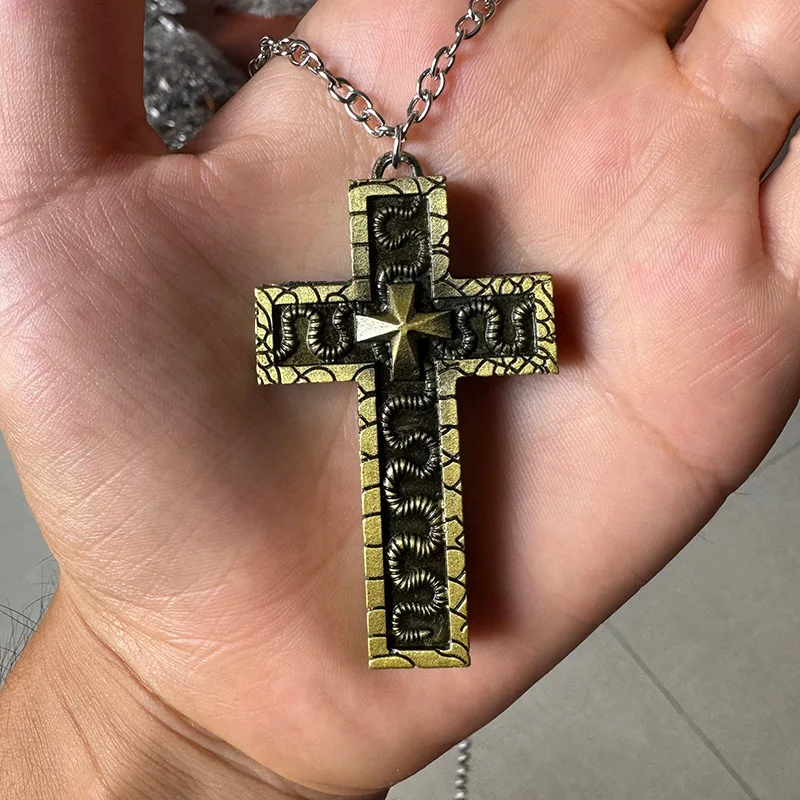 Personalized Cross-Shaped Necklaces with Secret Compartment Street Boys' Favor Squid Thanos Game Cross Pendant Necklace thumbnail 6