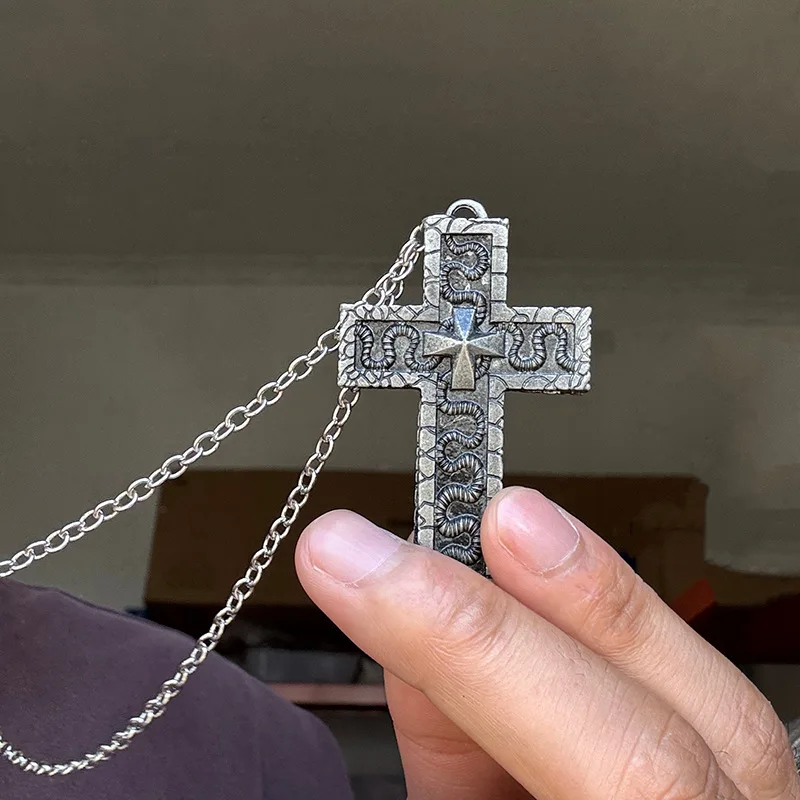 Personalized Cross-Shaped Necklaces with Secret Compartment Street Boys' Favor Squid Thanos Game Cross Pendant Necklace thumbnail 3