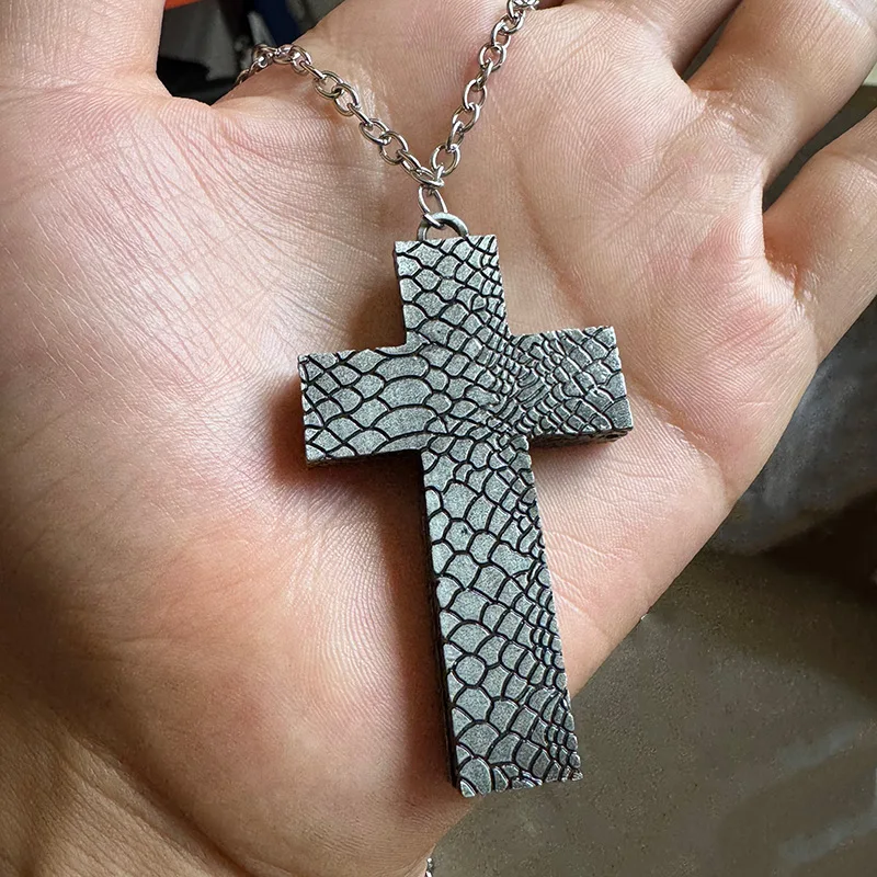 Personalized Cross-Shaped Necklaces with Secret Compartment Street Boys' Favor Squid Thanos Game Cross Pendant Necklace thumbnail 4