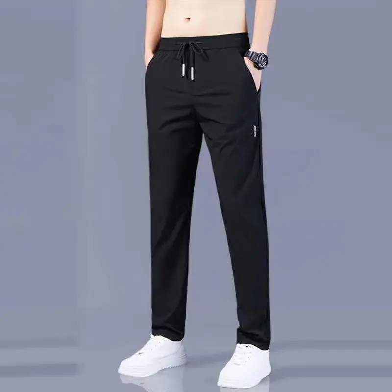 Summer Men Ice Silk Pants Straight Fit Large Size Multi Functional Comfortable Lightweight Quick Dry Sports Trousers thumbnail 4