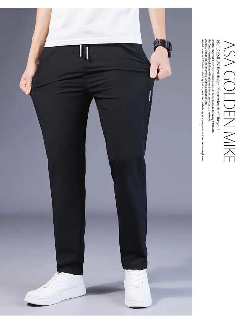 Summer Men Ice Silk Pants Straight Fit Large Size Multi Functional Comfortable Lightweight Quick Dry Sports Trousers thumbnail 2