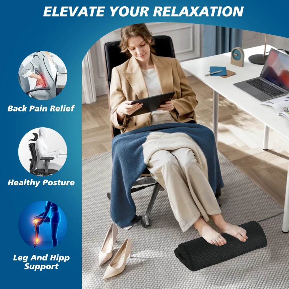 Memory Foam Office Foot Stool & Under Desk Footrest Leg Elevation Pillow for Gaming & Home Office thumbnail 4