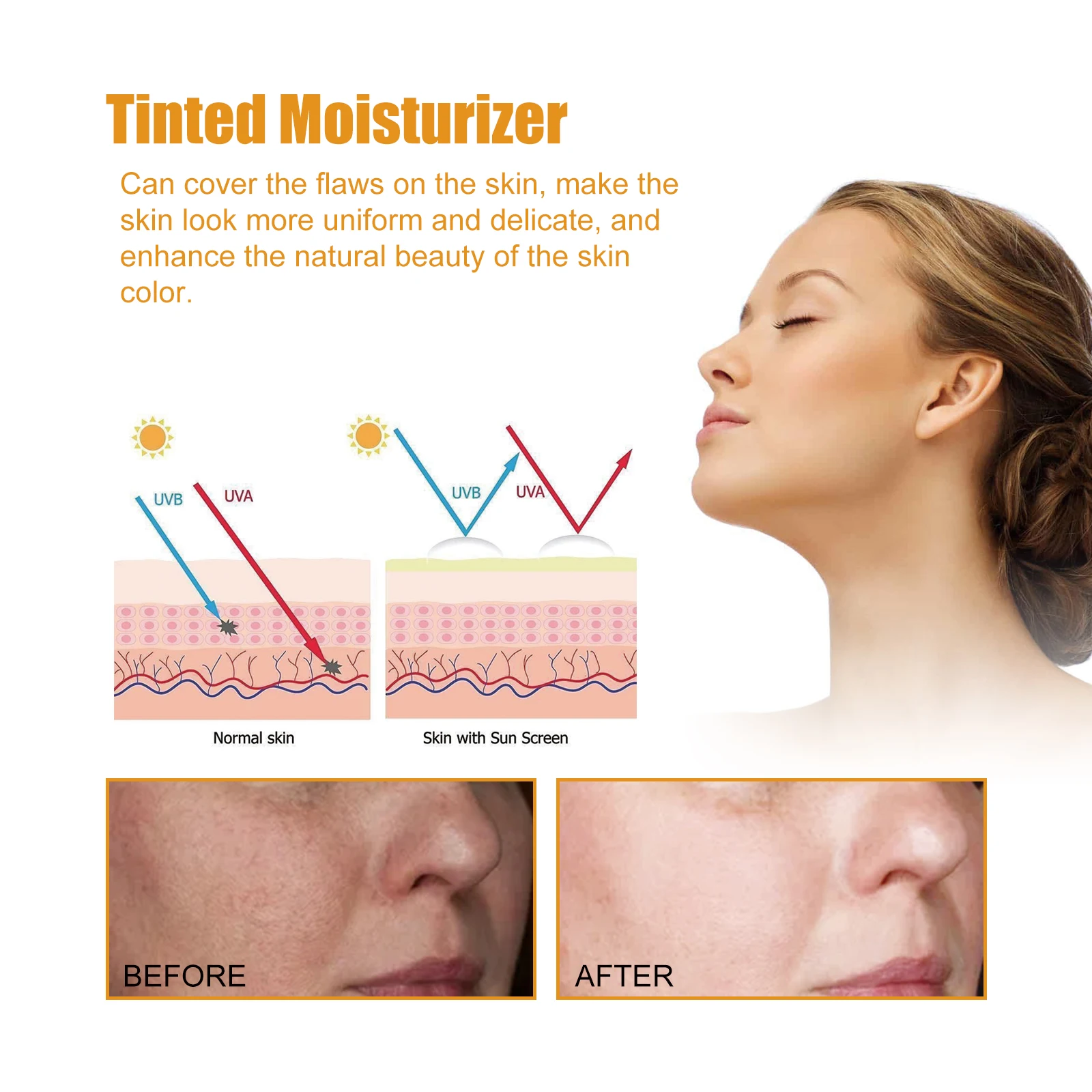 All in One Spf50 Sunscreen Brightening Foundation Cream Cover Anti UV Face Moisturizer Isolation Bleaching Sunscreen Lotion 50ml thumbnail 5