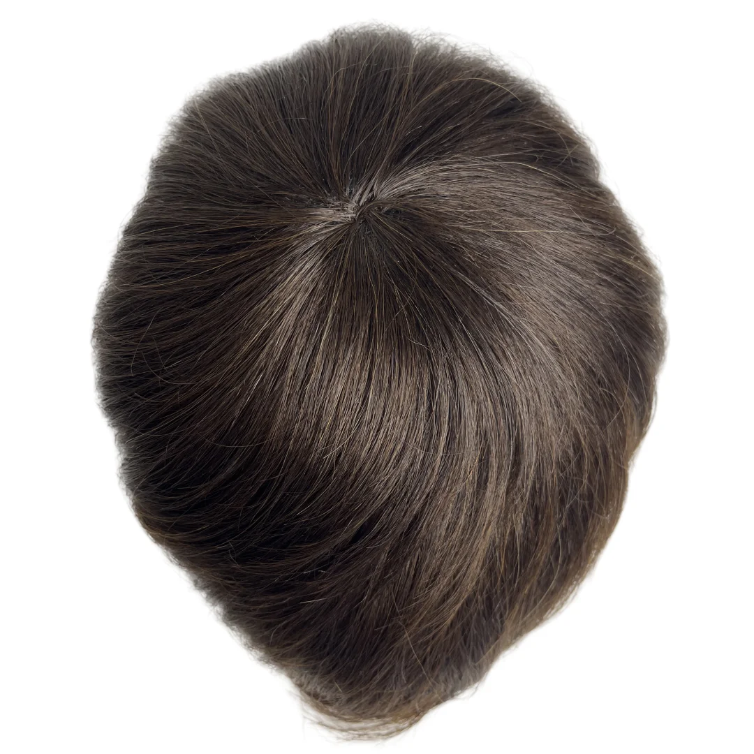 Men's Wigs Clip-On Hair Wig Real Human Hair Toupee for Men Natural Topper Overhead Replacement Block for Hair Loss thumbnail 5