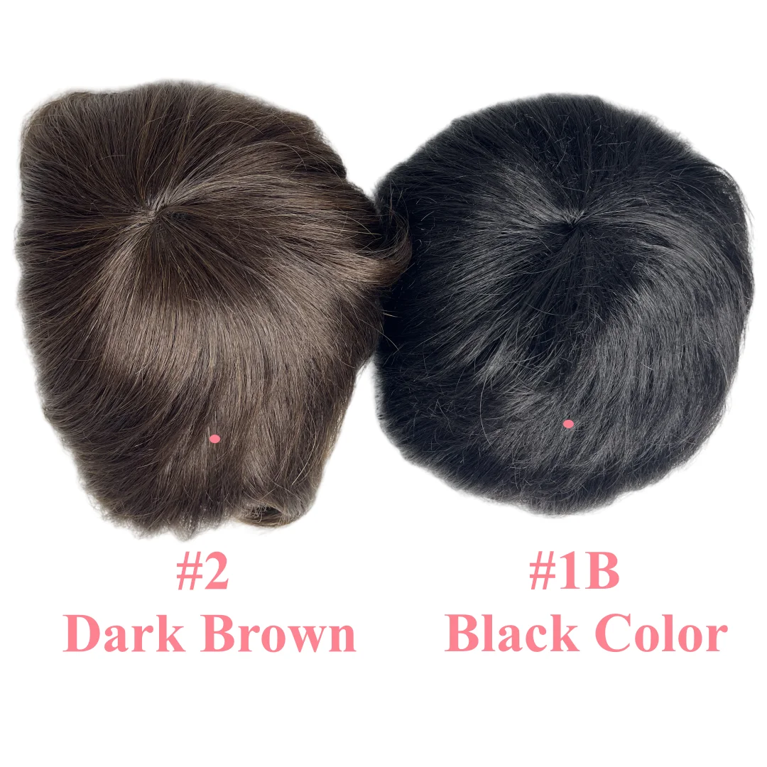 Men's Wigs Clip-On Hair Wig Real Human Hair Toupee for Men Natural Topper Overhead Replacement Block for Hair Loss thumbnail 4