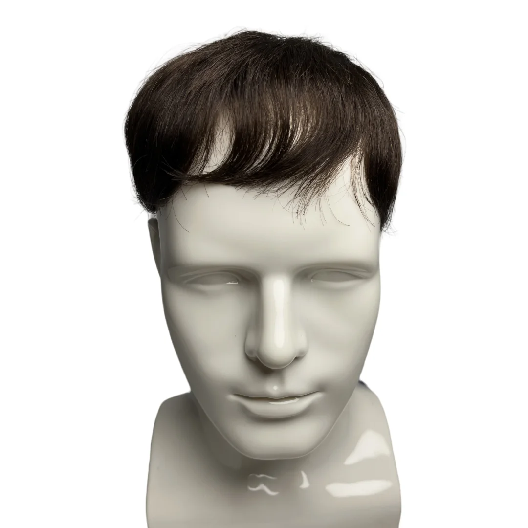 Men's Wigs Clip-On Hair Wig Real Human Hair Toupee for Men Natural Topper Overhead Replacement Block for Hair Loss thumbnail 2