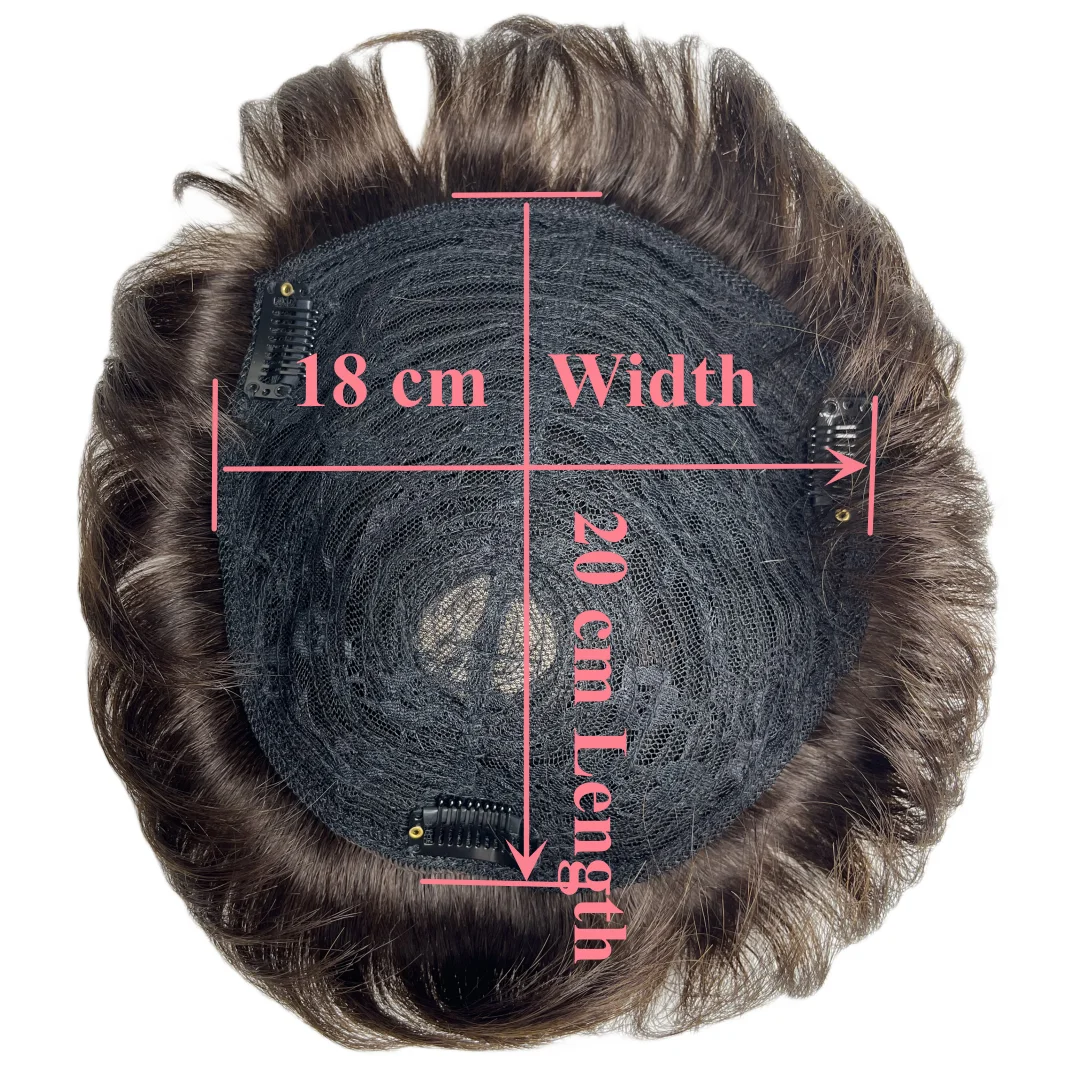 Men's Wigs Clip-On Hair Wig Real Human Hair Toupee for Men Natural Topper Overhead Replacement Block for Hair Loss thumbnail 6