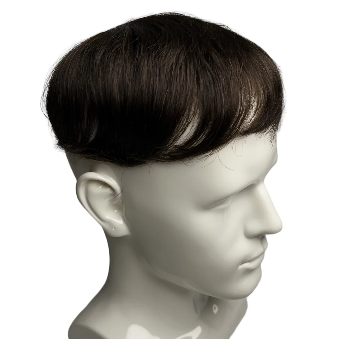 Men's Wigs Clip-On Hair Wig Real Human Hair Toupee for Men Natural Topper Overhead Replacement Block for Hair Loss thumbnail 3