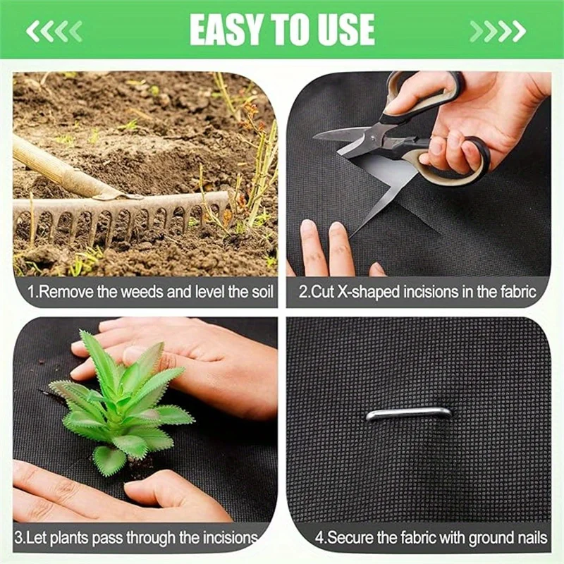 Garden Landscape Fabric Weed Barrier Heavy Duty Driveway Gardening Mat Polypropylene Ground Cover Flower Vegetable Raised Beds thumbnail 2