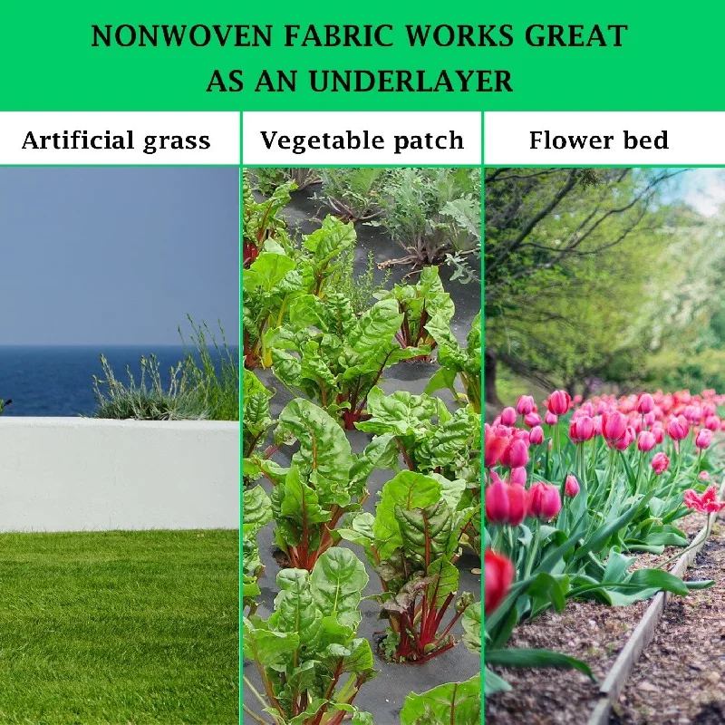 Garden Landscape Fabric Weed Barrier Heavy Duty Driveway Gardening Mat Polypropylene Ground Cover Flower Vegetable Raised Beds thumbnail 6