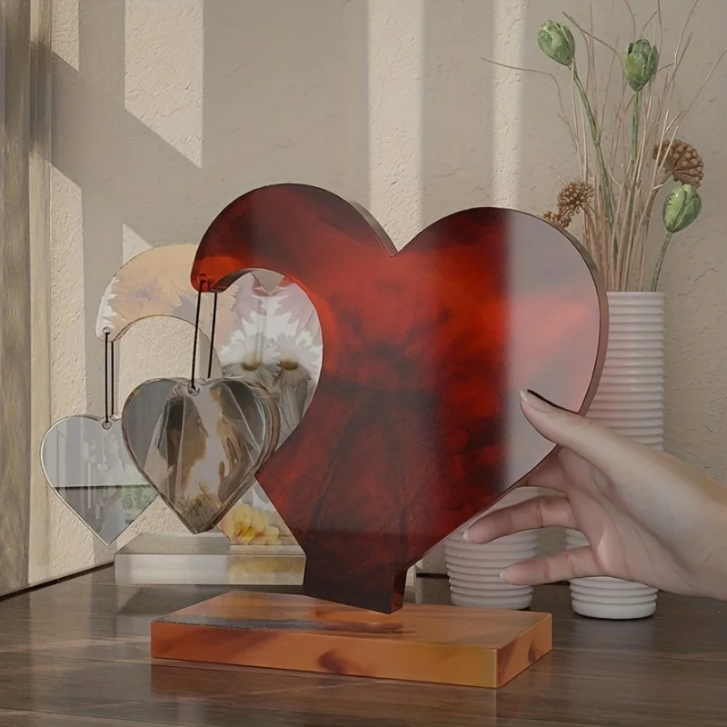 1 set of DIY heart-shaped photo display resin silicone casting mold, suitable for home wedding decorations and graduation souven thumbnail 5