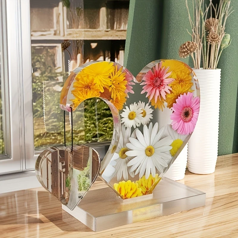 1 set of DIY heart-shaped photo display resin silicone casting mold, suitable for home wedding decorations and graduation souven thumbnail 3