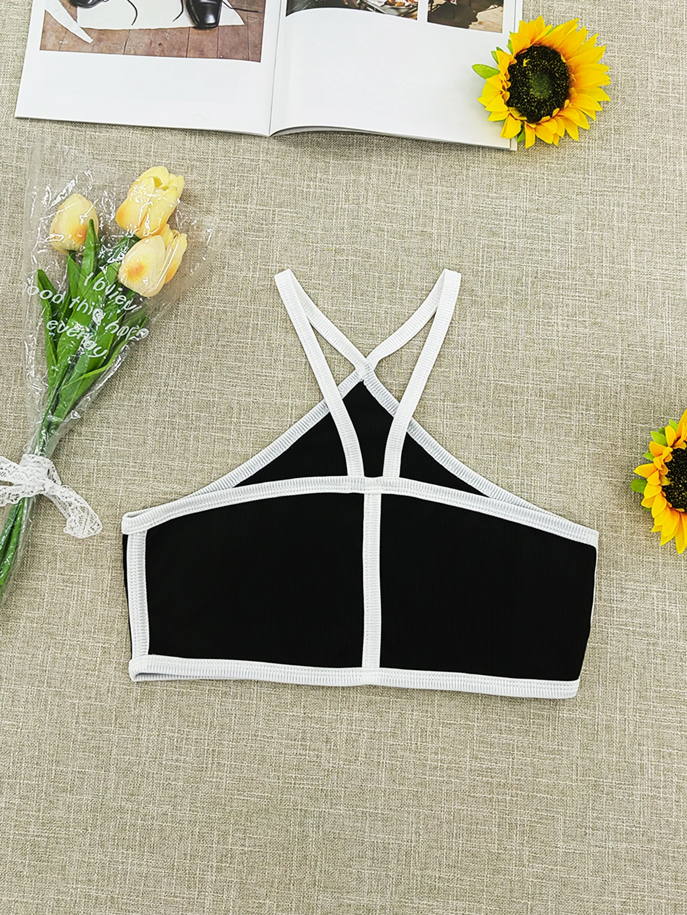 INS Cross-border Summer New Style European and American Neck-hugging Super Short Wrap Chest Backless Top thumbnail 5