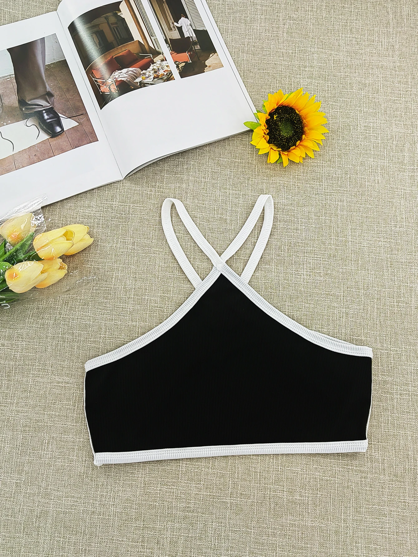 INS Cross-border Summer New Style European and American Neck-hugging Super Short Wrap Chest Backless Top thumbnail 3