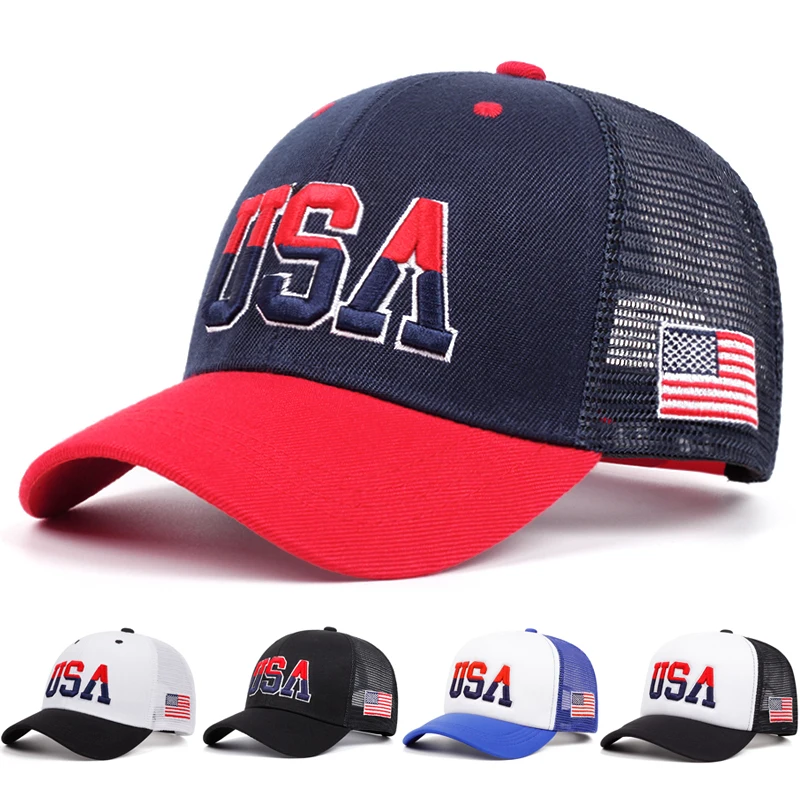 2025 Fashion New Net Hat USA Side American Flag Street Cycling Skateboarding Hat Street Dance Hip Hop Hat Sunshade Baseball Hat