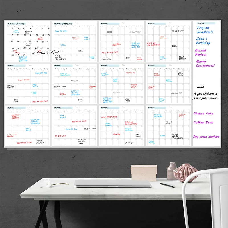 Extra Large 35x58 Inch Erasable Whiteboard Annual Planner Undated for Home School And Office Use thumbnail 4