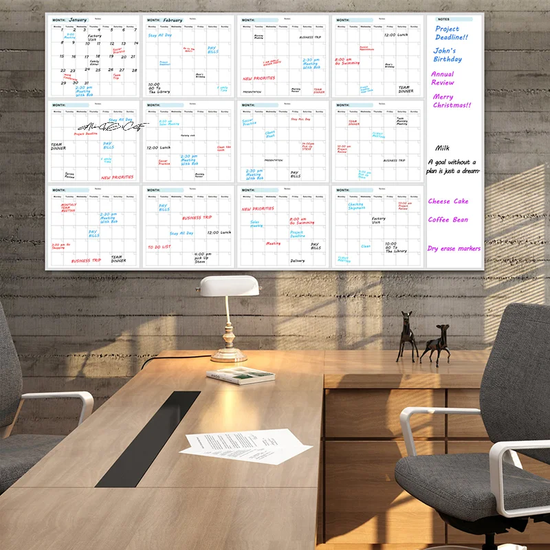 Extra Large 35x58 Inch Erasable Whiteboard Annual Planner Undated for Home School And Office Use thumbnail 3
