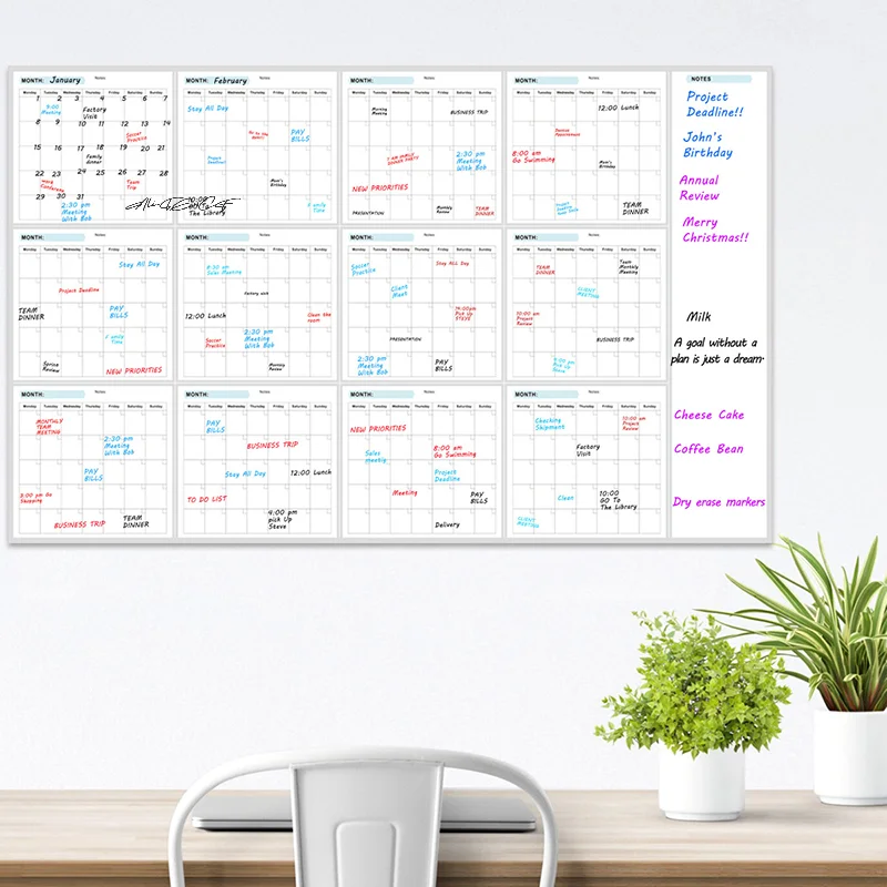 Extra Large 35x58 Inch Erasable Whiteboard Annual Planner Undated for Home School And Office Use thumbnail 2